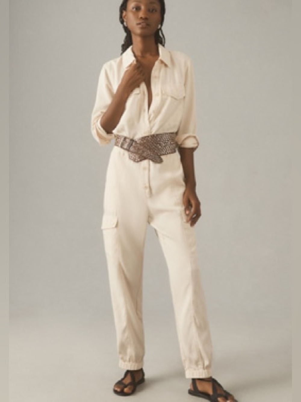 Sanctuary Rebel Jumpsuit cream -8 pockets - cargo -size M(8) or L(10) NWT-$198